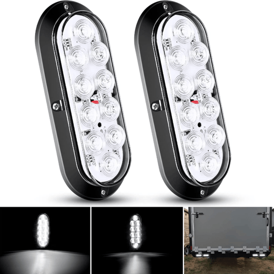 6" Oval White Upgrade LED Trailer Tail Lights (Pair) Nilight