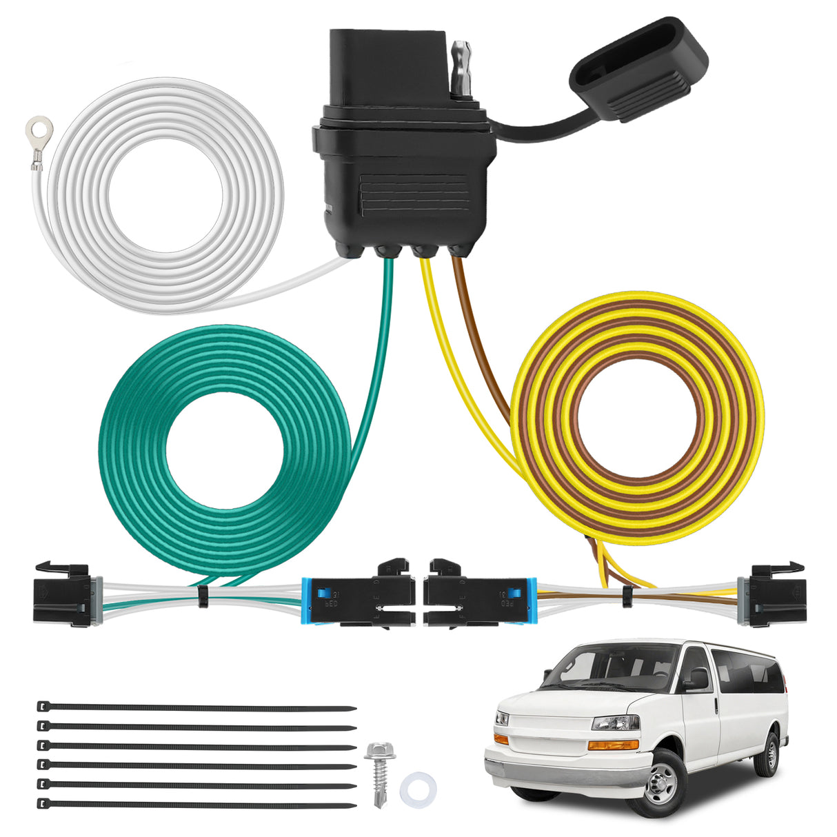 4 Pin Trailer Wiring Harness 55540 Vehicle Side Custom for 2003 2024 Chevy Express GMC Savana