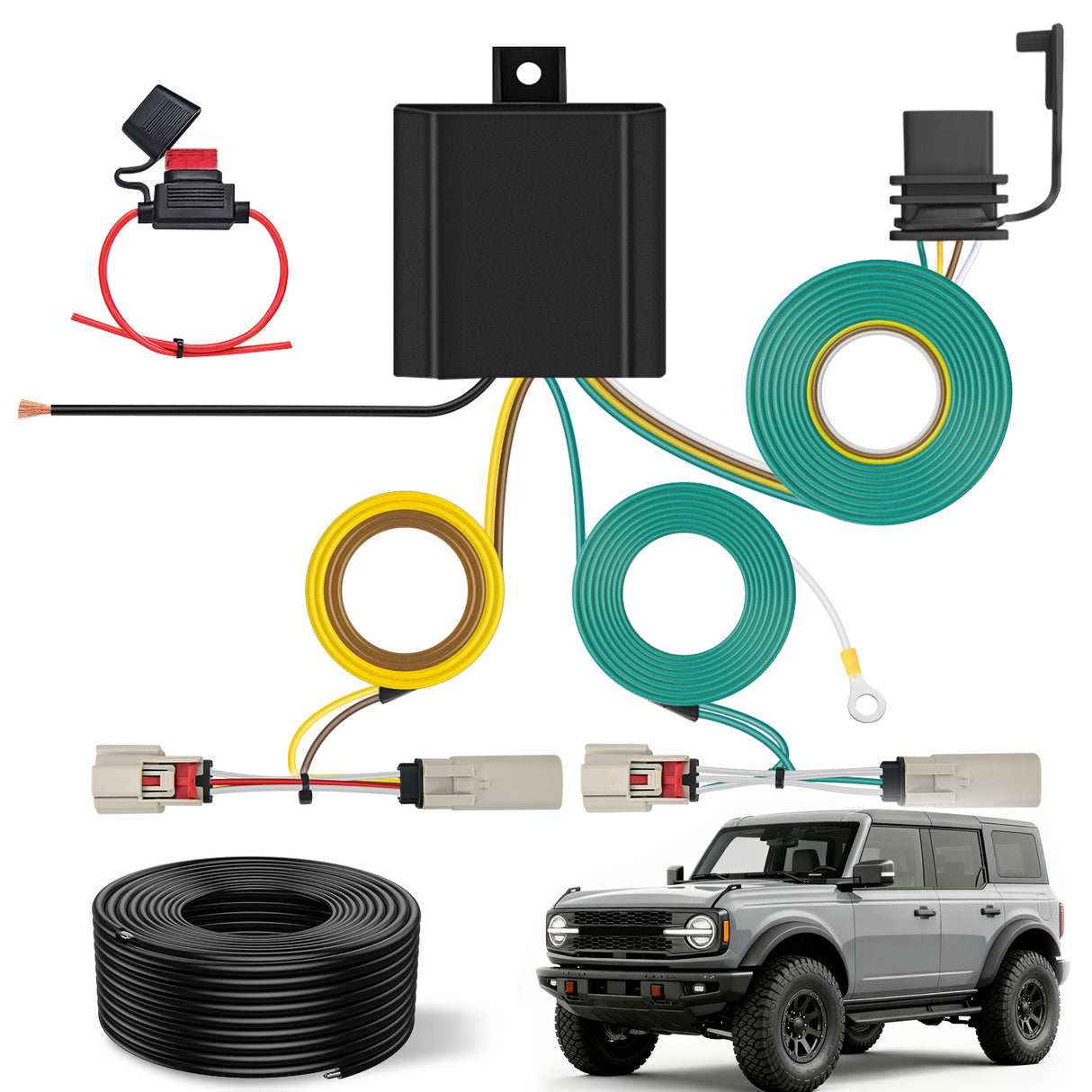 4 Pin Trailer Wiring Harness Kit Custom for 2021-2024 Ford Bronco without LED taillights