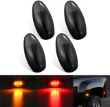 Fender Side Marker Lights 4 PCS 3 LED Smoke Lens Red Amber Front Rear Clearance Light Compatible with 2001-2014 Chevy Silverado GMC Sierra 1500 2500HD 3500HD Dual Wheeler Trucks