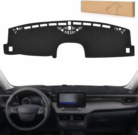 Dash Cover for Ford Maverick 2022-2024, Custom Fit Suede Dashboard Mat Non‑Slip Sunshade Glare Protector Interior Accessories Black
