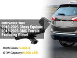 Class 3 Trailer Hitch Compatible with 2018-2026 Chevrolet Chevy Equinox (Excl.Diesel) 2018-2026 GMC Terrain (Excl.Diesel) 2 Inch Hitch Receiver fit Ball Mount Cargo Carrier Bike Rack Tow Hook