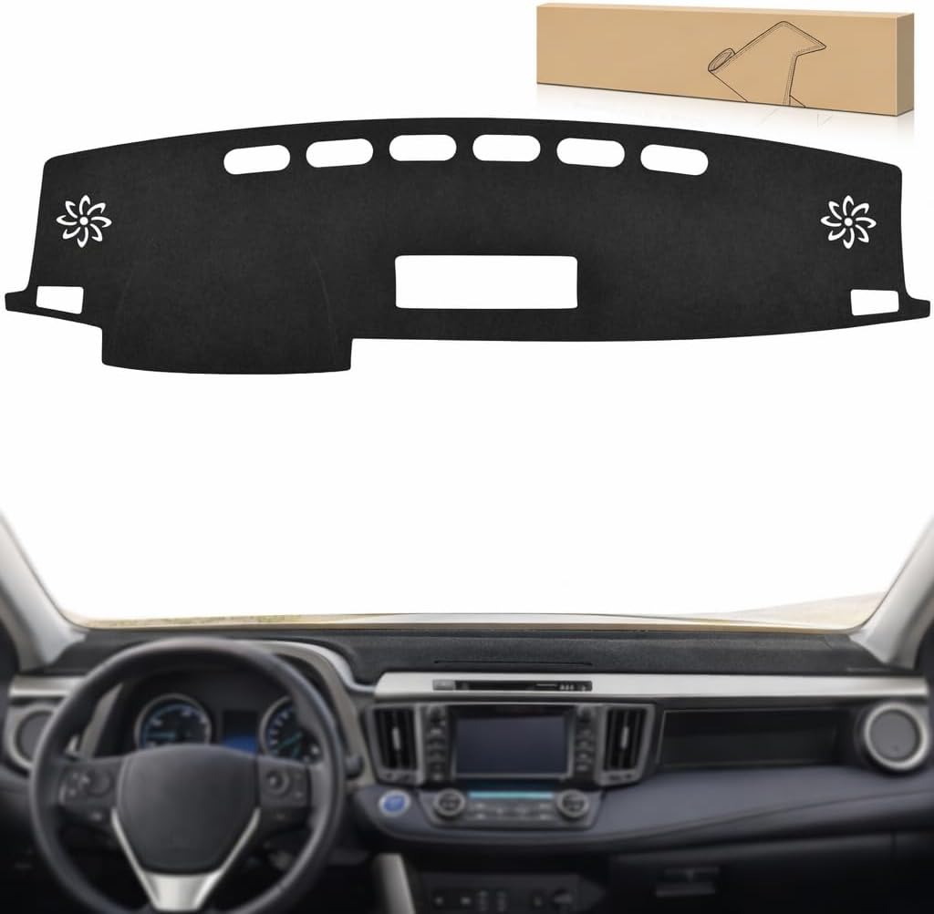 Dash Cover for Toyota Rav4 2014-2018, Custom Fit Suede Mat | Non-Slip Backing, Reduce Sun Glare and Protect the Dashboard from UV Exposure