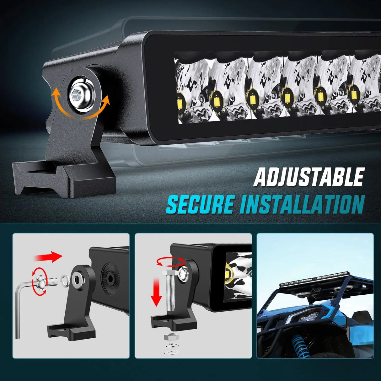 52 Inch 49LED Single Row Spot Screw-Less Night Vision LED Light Bar | 14AWG Wire 5Pin Switch Nilight