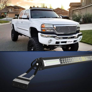 Mounting Accessory 52” Curved Light Bar Bracket at Upper Windshield Roof Cab for 2007-2013 Chevy Silverado Suburban Avalanche Tahoe & GMC Yukon Sierra (Pair)