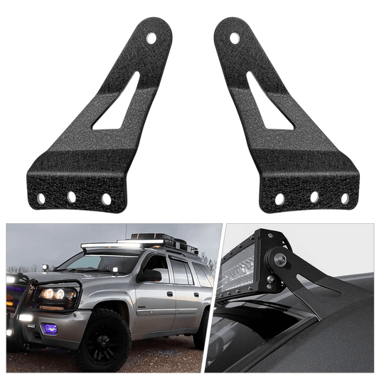 Mounting Accessory 54” Curved Light Bar Bracket at Upper Windshield Roof Cab for 1999-2006 Chevy Silverado Suburban Avalanche Tahoe & GMC Yukon Sierra (Pair)