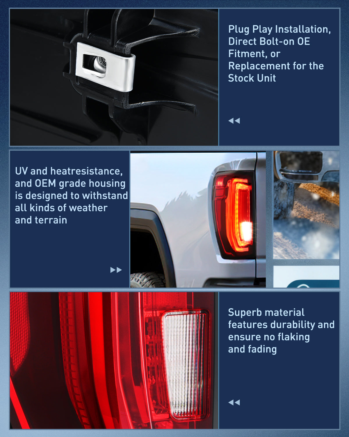 Taillight Assembly Compatible with GMC 2019 2020 2021 2022 2023 2024 Sierra 1500 LED Type Tail Lights 2020-2024 Sierra 2500HD 3500HD Rear Lamp Replacement Driver and Passenger Side