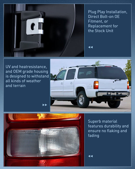 Nilight Taillight Assembly Compatible with 2000 2001 2002 2003 2004 2005 2006 Chevy Tahoe Suburban GMC Yukon Tail Light OE Style Rear Lamp Replacement Driver and Passenger Side
