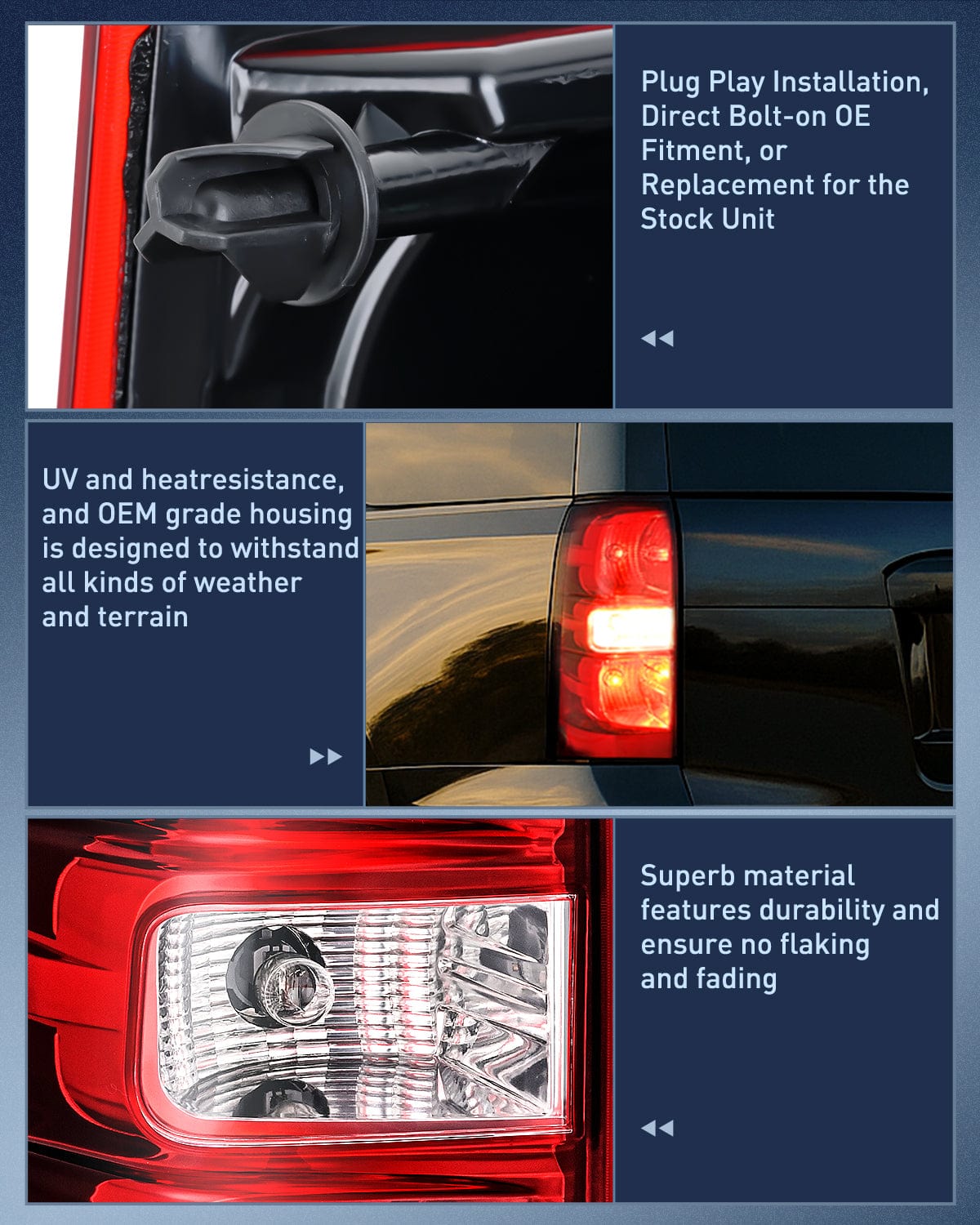 Nilight Taillight Assembly Compatible With 2007 2008 2009 2010 2011 2012 2013 2014 Chevy Chevrolet Tahoe Suburban Tail Lights Rear Lamps Replacement Driver Side Red