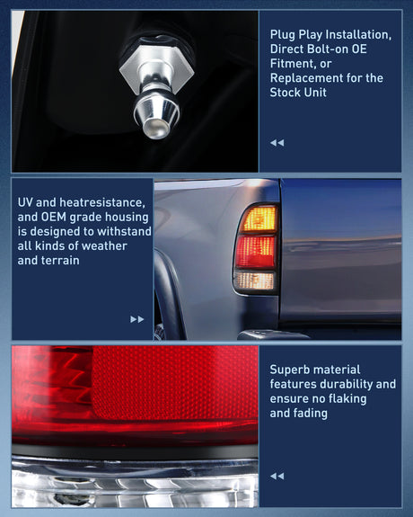 Nilight Taillight Assembly Compatible with 2000 2001 2002 2003 2004 2005 2006 Toyota Tundra Tail Light OE Style Rear Lamp Replacement Driver and Passenger Side