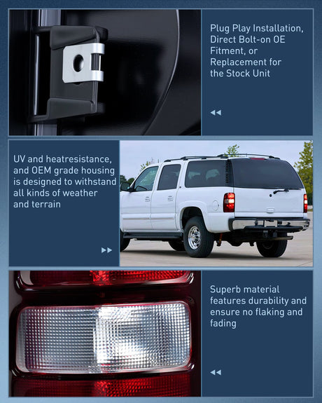 Nilight Taillight Assembly Compatible with 2000 2001 2002 2003 2004 2005 2006 Chevy Tahoe Suburban GMC Yukon Tail Light OE Style Rear Lamp Replacement Driver and Passenger Side