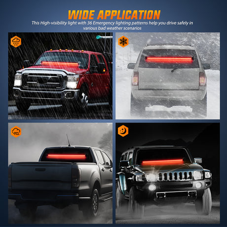 Nilight 144LED Traffic Advisor Strobe Light Bar with Controller Red Emergency Warning Lights Hazard Interior Front/Rear Windshield Flashing for Cars Plow Trucks Construction Vehicles