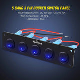 Rocker Switch 5Gang 3Pin Blue Rocker Switch Panel