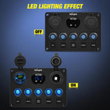 5Gang Multi Function Switch Panel PD Type C USB Charger Digital Voltmeter Nilight