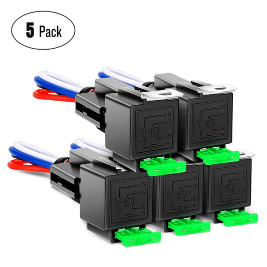 Accessories 5Pack 30A Fuse 4Pin SPST Relays Switches Harness Set