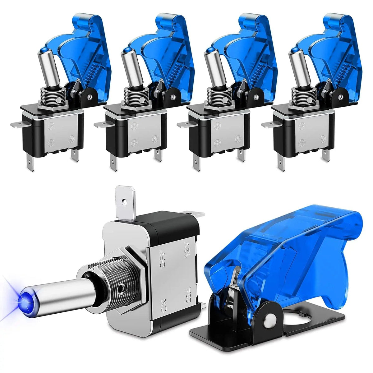 Toggle Led Setup 5Pcs 3Pin SPST ON-Off Blue LED Toggle Switch - Nilight