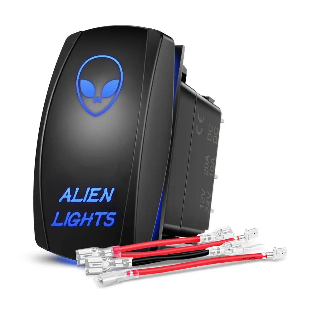 5Pin Laser On/Off SPST Alien Lights Rocker Switch Blue - Nilight