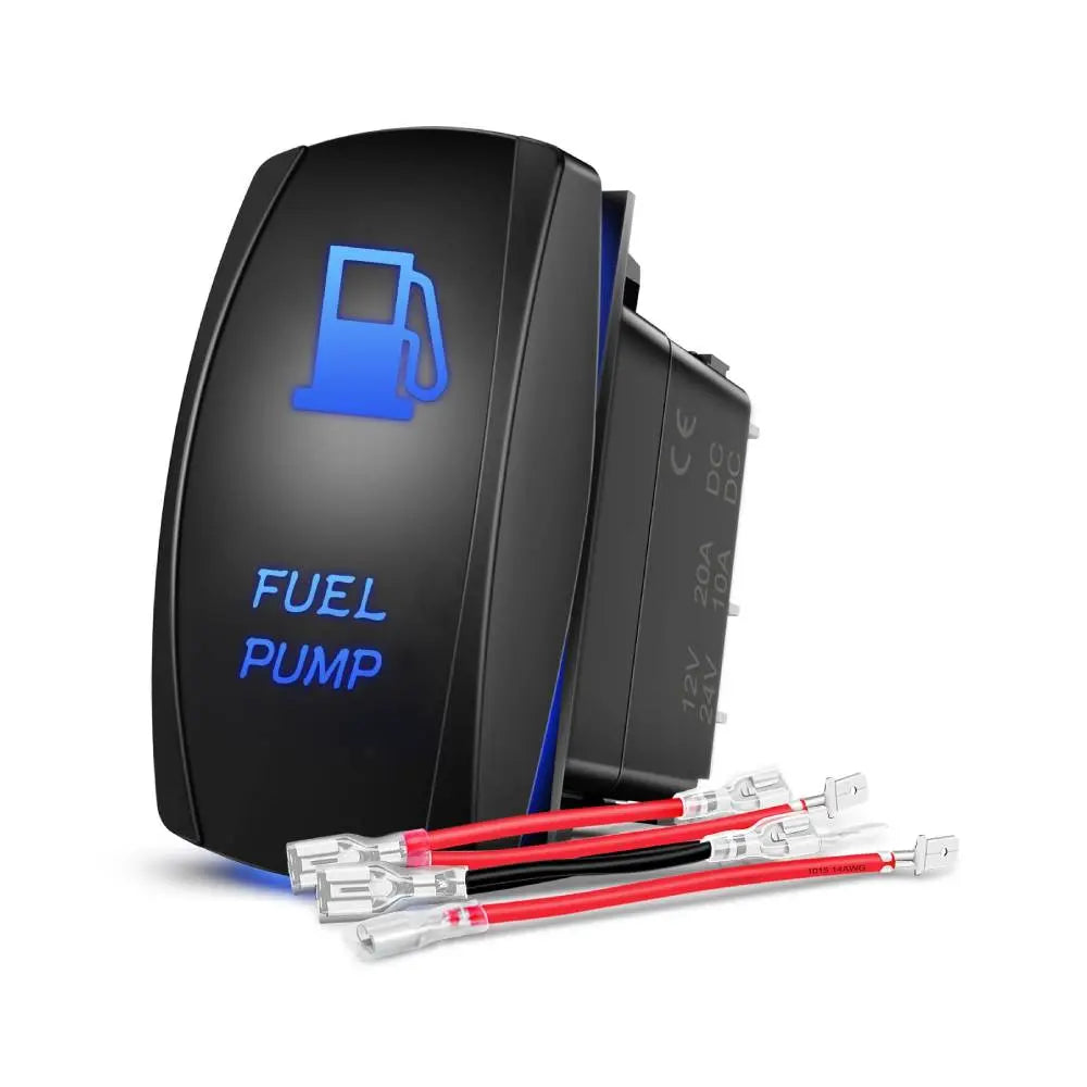 Fuel Rocker Switches 5Pin Laser On/Off SPST Fuel Pump Rocker Switch Blue - Nilight