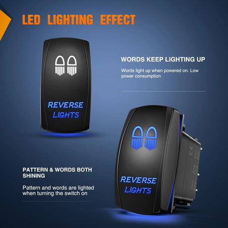 5Pin Laser On/Off SPST Reverse Lights Rocker Switch Blue Nilight