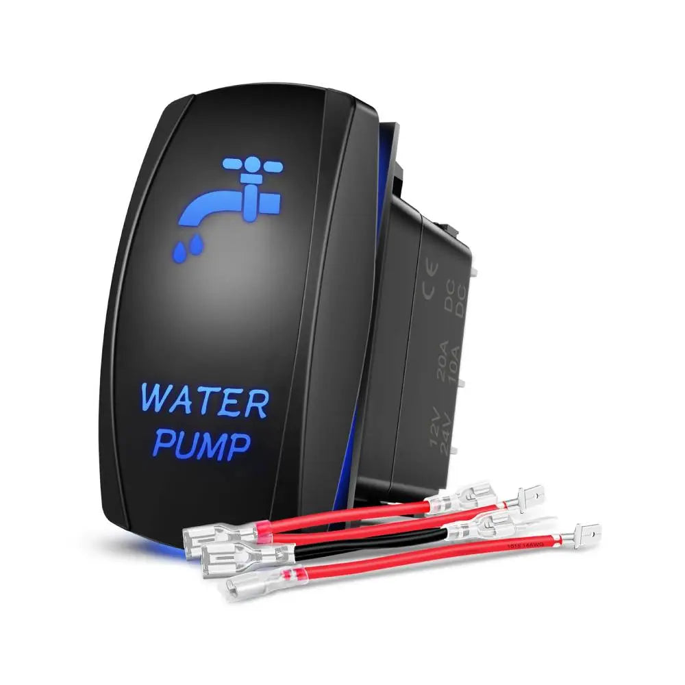 5 Pin Splash 5Pin Laser On/Off SPST Water Pump Rocker Switch Blue - Nilight
