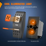 5Pin SPST On/Off UTV Fan Rocker Switch Orange Backlit Nilight