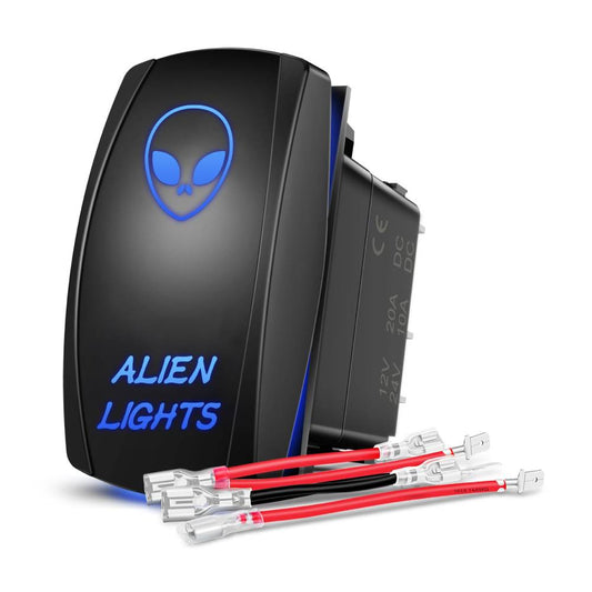 5Pin Laser On/Off SPST Alien Lights Rocker Switch Blue Nilight