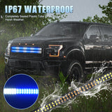 Nilight 2PCS 24 inch Truck Grille Strobe Lights Strip 384 LED Emergency Light Blue White Flexible Side Flashing Warning Caution Safety Waterproof Lighting Kit for Trucks Tow Plow Construction Vehicles
