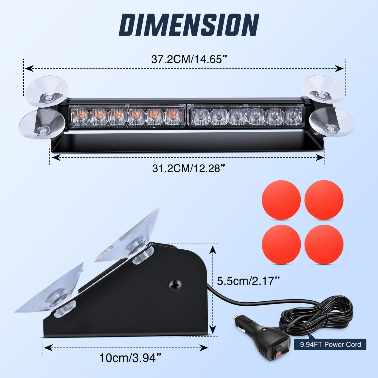 Nilight 12LED Traffic Advisor Strobe Light Bar Amber Green Emergency Warning Hazard Safety Dash Front/Rear Windshield Flashing Lights for Cars Trucks Police Firefighter Plow Construction Vehicles