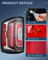 Taillight Assembly Taillight Assembly Compatible with 2016 2017 2018 GMC Sierra Tail Light with LED Type OE Style Rear Lamp Replacement Driver and Passenger Side
