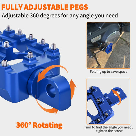 Nilight Motorcycle Foot Pegs Dirt Bike Footpegs Fit for Harley Dyna 1993-2017 Fatboy 1990-2017 Iron 883 2009-2017 Sportster 883 360° Rotating CNC Foot Pegs Heavy Duty Aluminum Alloy Peg Pedal, Blue