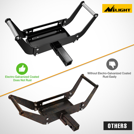 Nilight Winch Cradle Universal Mount Plate 10 x 4 1/2Inch Winch Bracket Winch Mounting 2 Inch Receiver Hitch 8000-13,000 Lb Capacity Recovery Winches Foldable