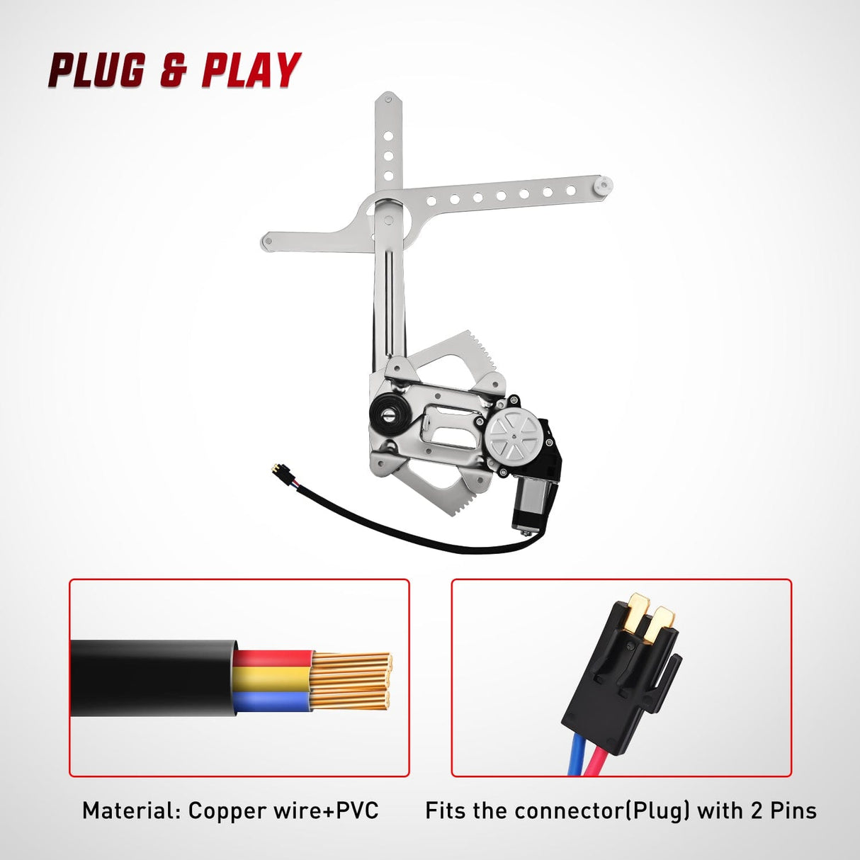 Nilight 741-654 Window Regulator/Motor Front Passenger Side Compatible with 1988-2002 Chevrolet Blazer C1500 C2500 C3500 K1500 K2500 K3500 Tahoe GMC Yukon 1996 1997 1998 1999 2000 2001 2002