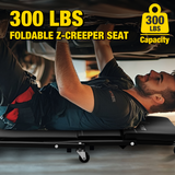 Nilight 36inch Z Creeper - 2-in-1 Folding Rolling Mechanic Seat 36 inches Adjustable Lay-Down or Sit Garage Chair, 330 lbs Capacity, Grey Black