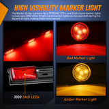 Nilight LED Trailer Light Kit 6 Inch Oval Stop Turn Taillight 2 Inches Round Red Amber Side Marker Lights 9 LED ID Bar for 12V RV Camper Caravan Truck Bus Boat