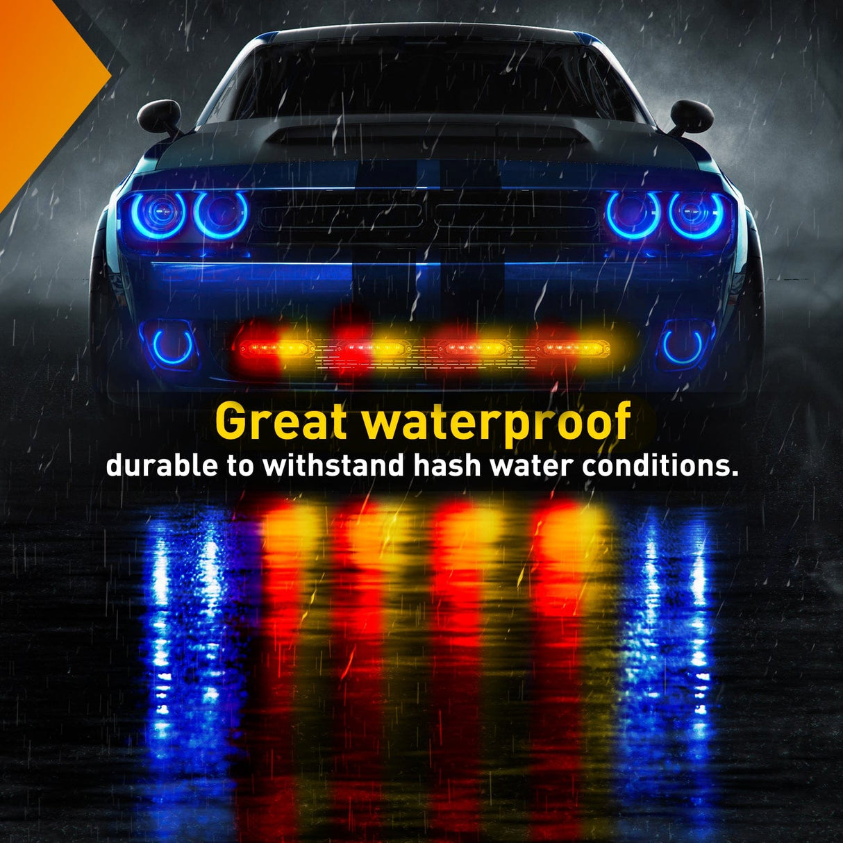 Nilight 4PCS 6 LED Red and Yellow Emergency Warning Strobe Lights