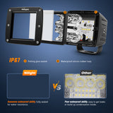 Nilight 2Pcs 3Inch 42W LED Cubes Upgraded Spot Flood Combo Square Driving Fog Off Road Lights 12V 5Pin Rocker Switch Wiring Harness Kit-2 Leads (ZH045)