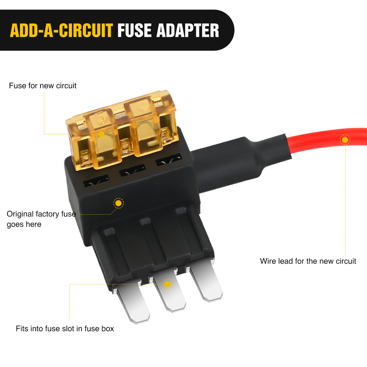 Nilight 2 Pack Micro 3 Fuse Tap Add-a-Circuit Blade Style Expandable Circuit Tap Adapter Powers 12 Volt Underbody Underglow Interior Lights & Accessories 3Pcs 5A Fuses Included