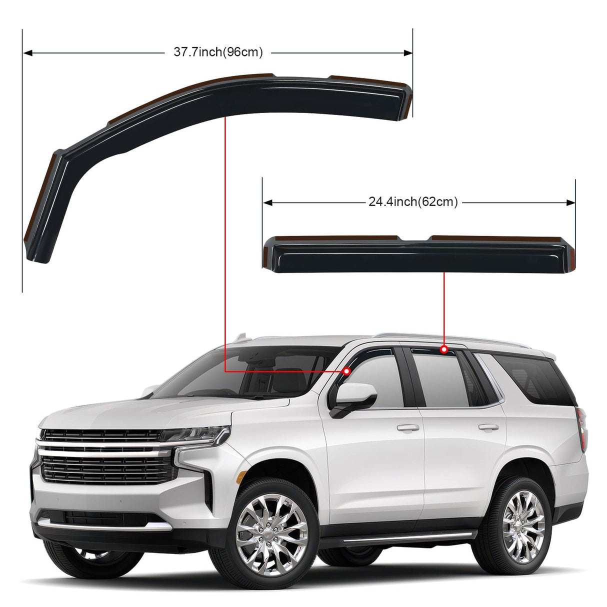 Nilight in Channel Rain Guards for Chevy Tahoe/GMC Yukon/Cadillac Escalade 2015 2016 2017 2018 2019 2020 Original Window Deflectors, Vent Window Visors-4PCS