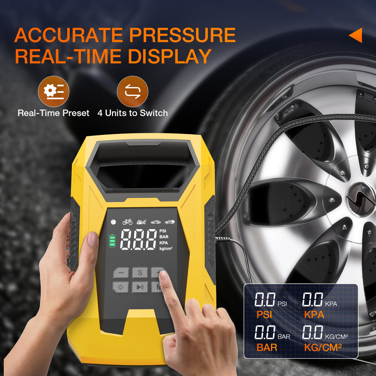 Nilight AC/DC Tire Inflator Portable Air Compressor Dual Power Supply 110V AC 12V DC 150PSI Fast Inflation Heavy Duty with LED Light Pressure Gauge Auto Shutoff Pump for Car Motorcycle Bicycle Ball