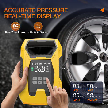 Nilight AC/DC Tire Inflator Portable Air Compressor Dual Power Supply 110V AC 12V DC 150PSI Fast Inflation Heavy Duty with LED Light Pressure Gauge Auto Shutoff Pump for Car Motorcycle Bicycle Ball
