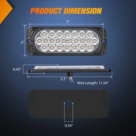 Nilight 5.5 Inch Aluminum Housing Tail Light 2 PCS 24 LED White Back Up Reverse Marker Lights Surface Mount IP67 Waterproof for 10-30V RV Camper Trailer Truck Bus Boat