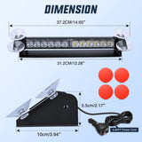 12LED Traffic Advisor Strobe Light Bar Red White Emergency Warning Hazard Safety Dash Front/Rear Windshield Flashing Lights for Cars Trucks Police Firefighter Plow Construction Vehicles