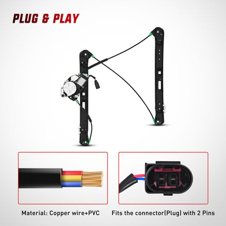 Nilight 741-485 Power Window Regulator/Motor Front Passenger Side Compatible with BMW E46 325i 328i 330i 1999 2000 2001 2002 2003 2004 2005 Sedan