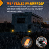 4.4 Inch Aluminum Housing Tail Light 2 PCS 16 LED Amber Left Right Turn Signals Marker Lights Surface Mount IP67 Waterproof for 10-30V RV Camper Trailer Truck Bus Boat