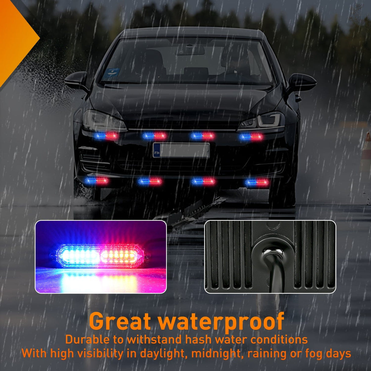 Nilight 8PCS 12LED Red Blue White Emergency Strobe Lights
