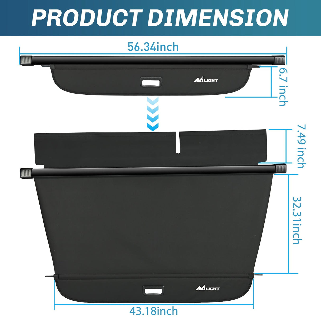 Nilight 2016-2025 Audi Q7 Retractable Trunk Cargo Cover With Trunk Storage Net