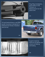 Taillight Assembly 1997 1998 1999 2000 2001 2002 2003 Ford F150 1997 1998 1999 Light Duty 1999 2000 2001 2002 2003 2004 2005 2006 2007 Ford Super Duty Taillight Assembly Smoke Housing Rear Lamp Replacement OE Style Driver Passenger Side