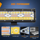 LED Light Bar 20Inch Off-Road LED Light Bar, 420W 3 Lighting Modes (White/Amber/White&Amber) Driving Fog Light Spot Flood Lights with 16AWG Wiring Harness for Truck Car ATV SUV Jeep Boat