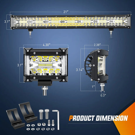 20Inch and 4.3Inch light bar set with 5Pin Rocker Switch Wiring Harness Kit Size