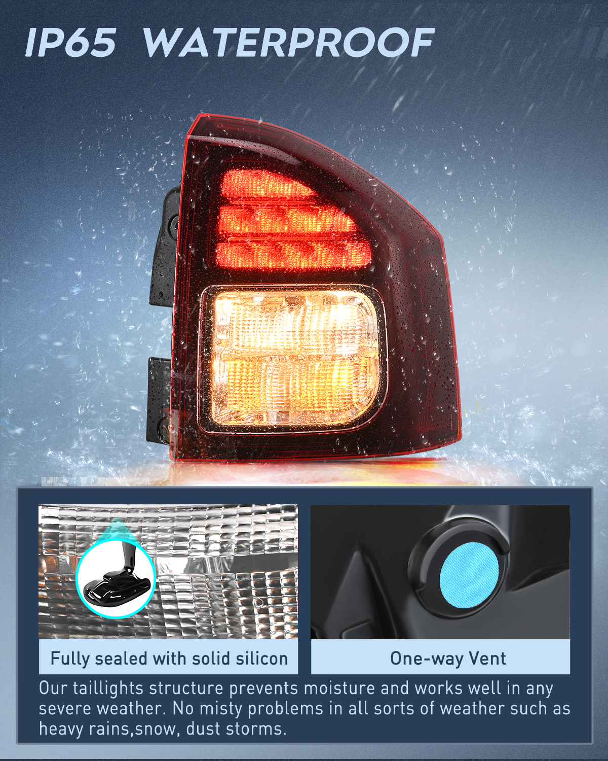 Nilight Taillight Assembly Compatible with 2014 2015 2016 2017 Jeep Compass Tail Light OE Style Rear Lamp Replacement Passenger Side w/Bulbs